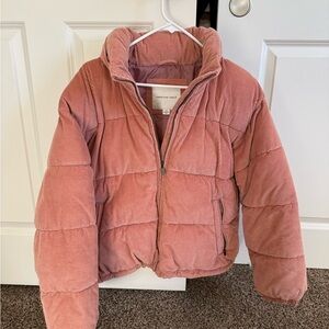 American Eagle Outfitters Dusty Pink Corduroy Puffer Jacket